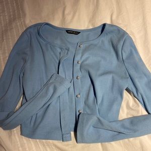 Shein baby blue button up